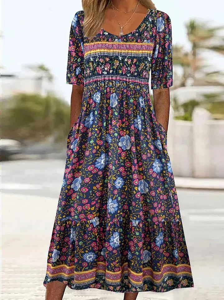 Chiara Bohemian Floral Printed Maxi Dress