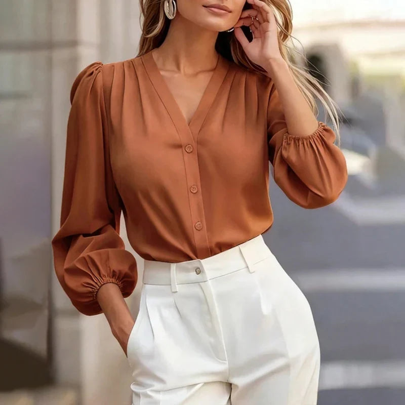 Bella V-Neck Button Blouse