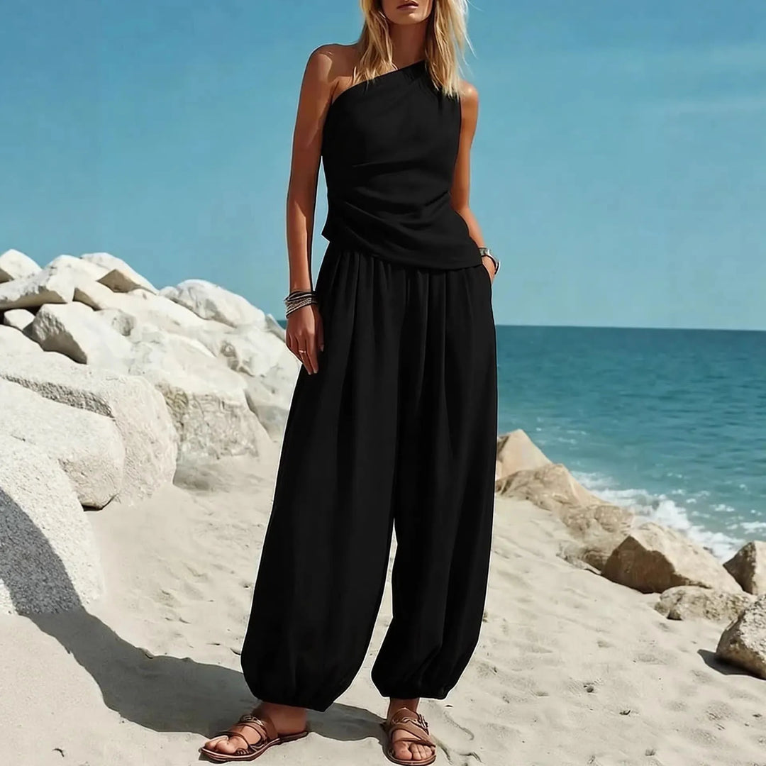 Perla One Shoulder Trouser Set