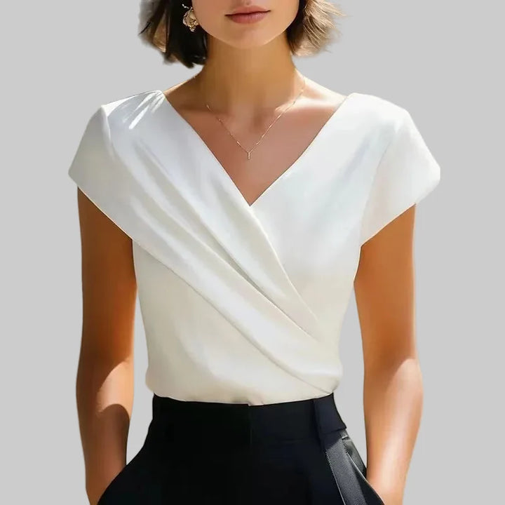 Amelia Wrap Front V Neck Blouse