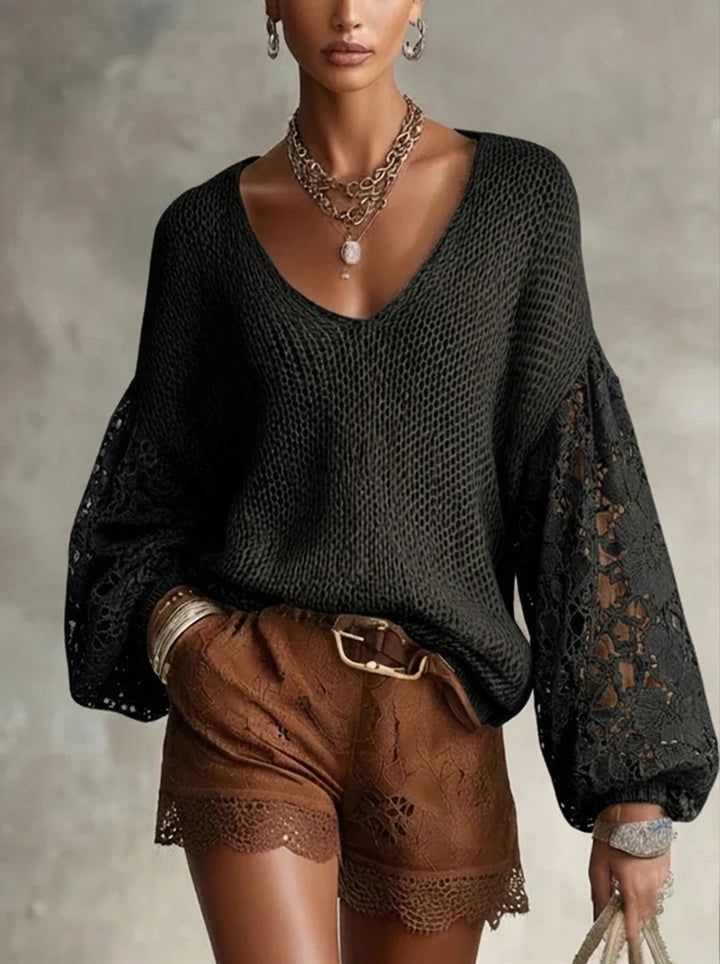 Fiona Lace V Neck Sweater