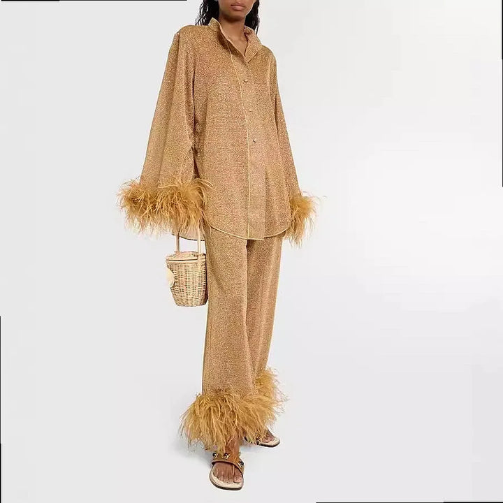 Hailey Feather Trim Matching Set