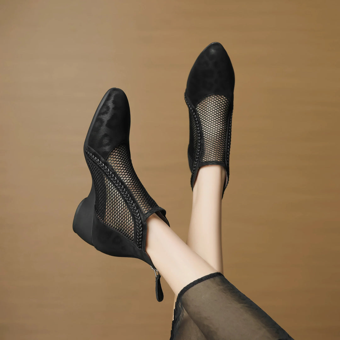 Azure Leather Ankle Boots