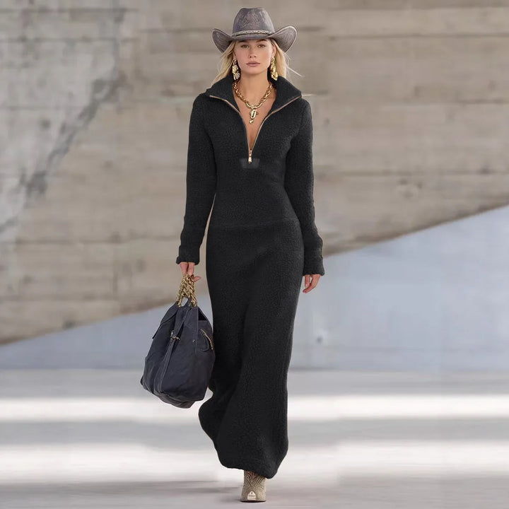 Noami Half Zip Fleece Maxi Dress