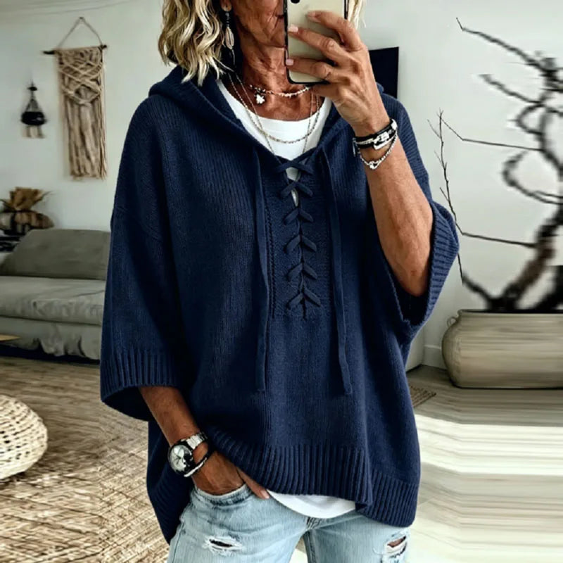 Ruby Lace Up Hooded Pullover
