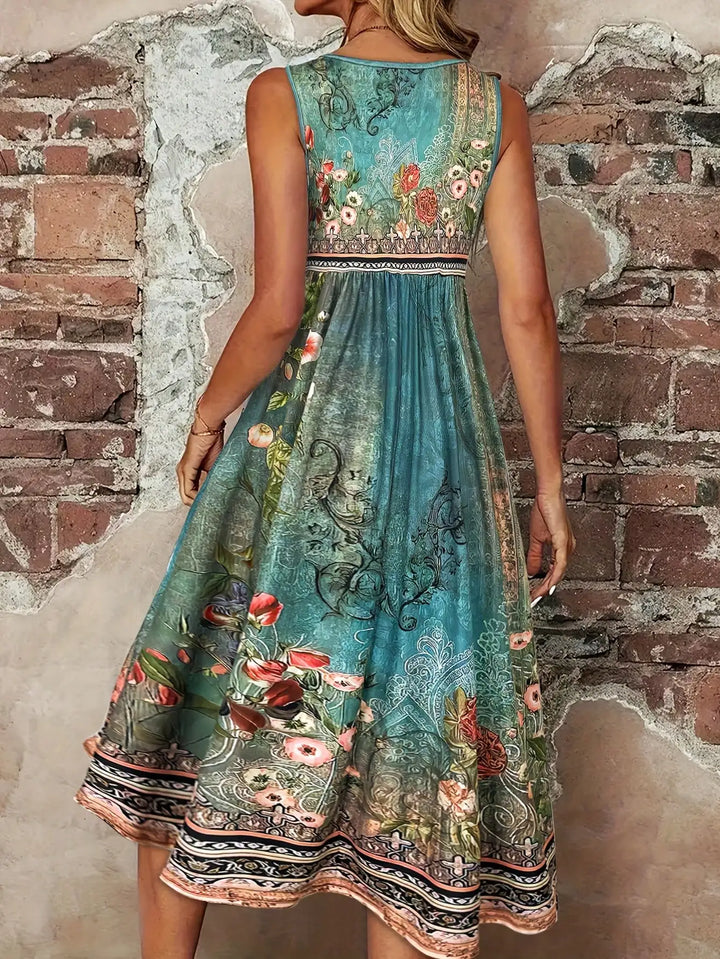 Ekara Boho Floral Midi Dress