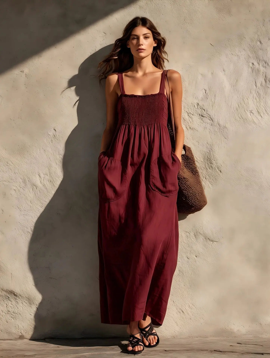 Romilly Shirred Pocket Maxi Dress