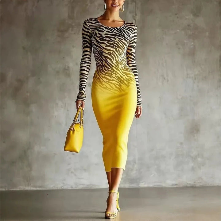 Maureen Zebra Pattern Midi Dress