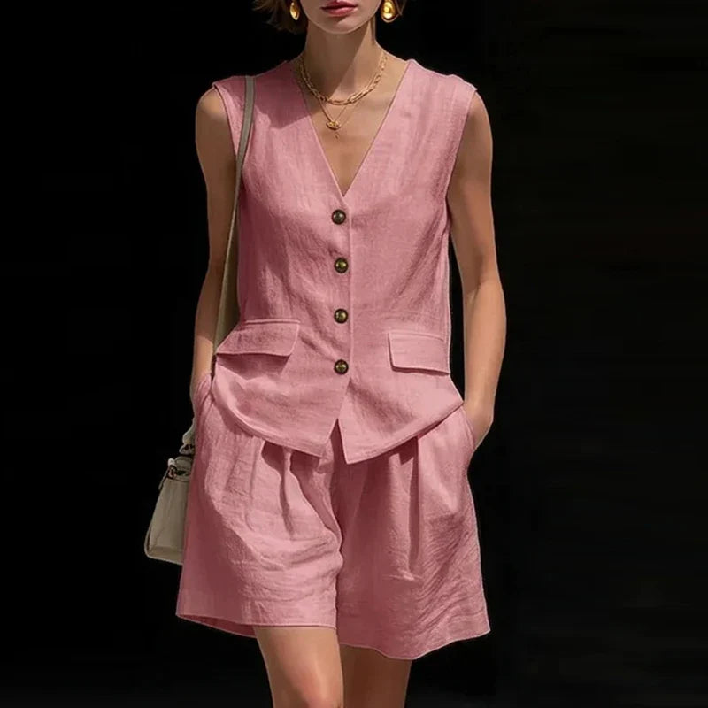 Jolie Summer Linen Shorts Set
