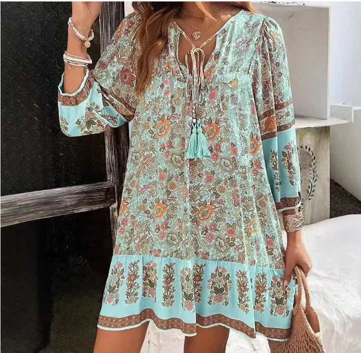 Avery Relaxed Boho Print Mini Dress