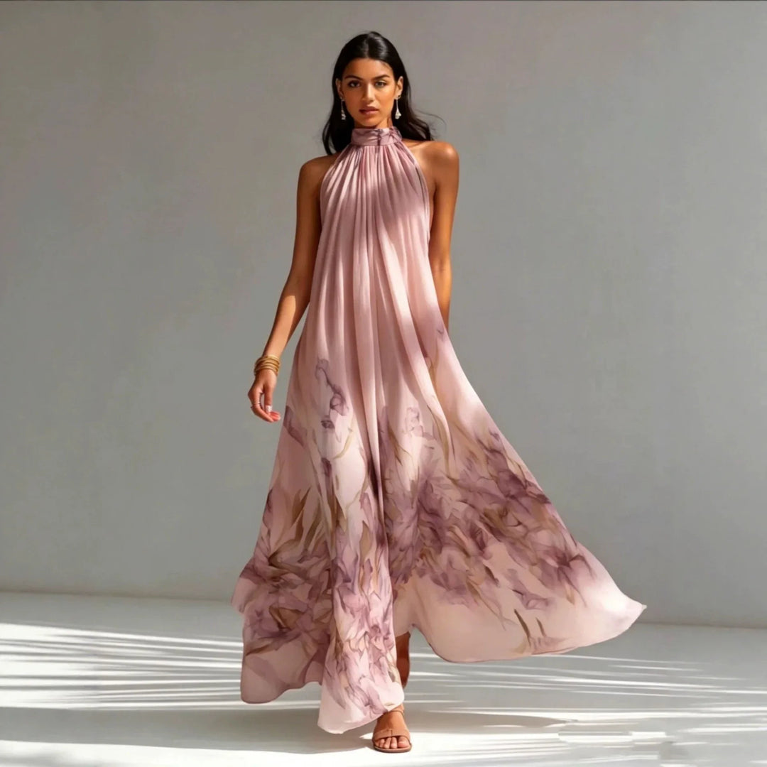 Krista Printed Halter Maxi Dress