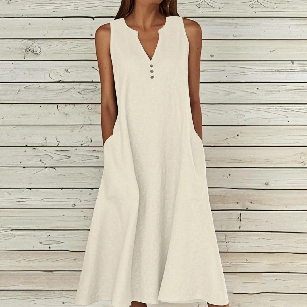Avery Effortless V Neck Midi Dress