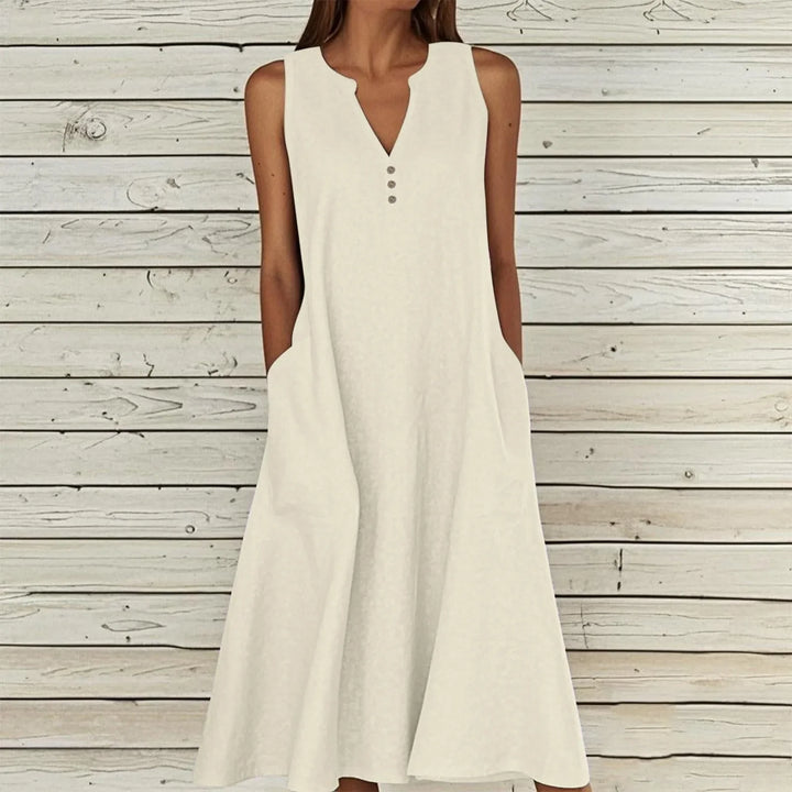 Avery Effortless V Neck Midi Dress