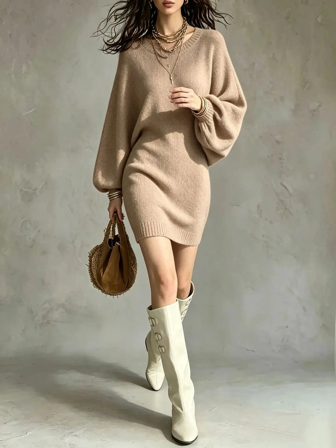 Ella Ribbed Hem Sweater Dress