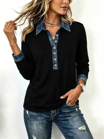 Thora Denim Collar Blouse