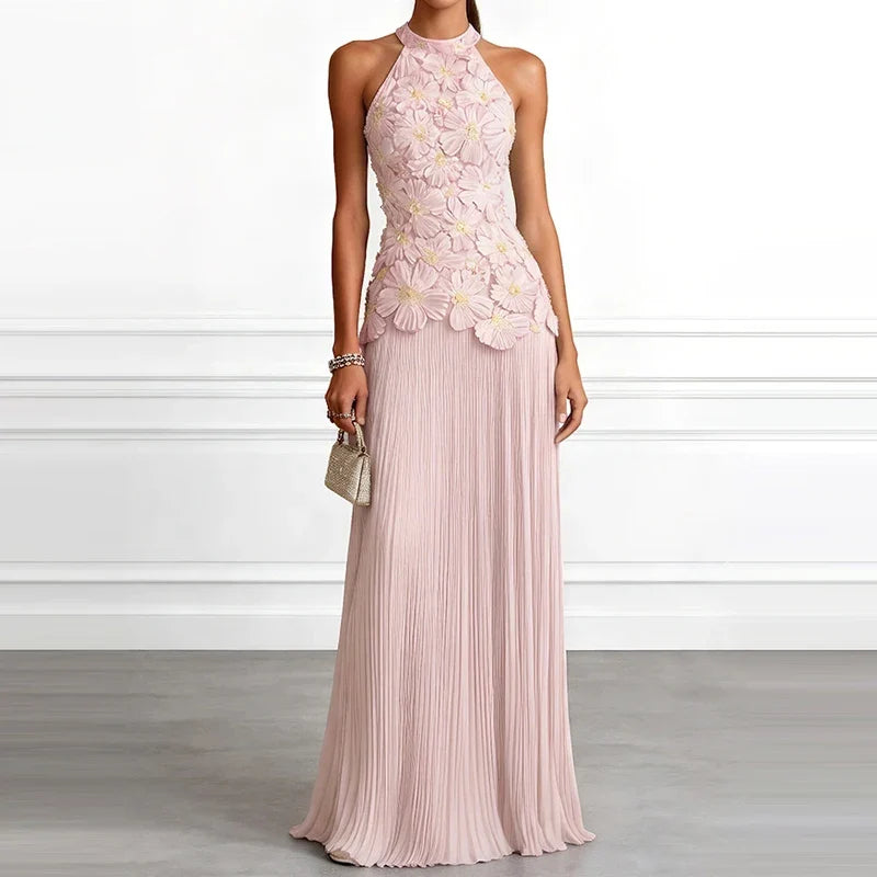 Amara Halter Pleated Gown