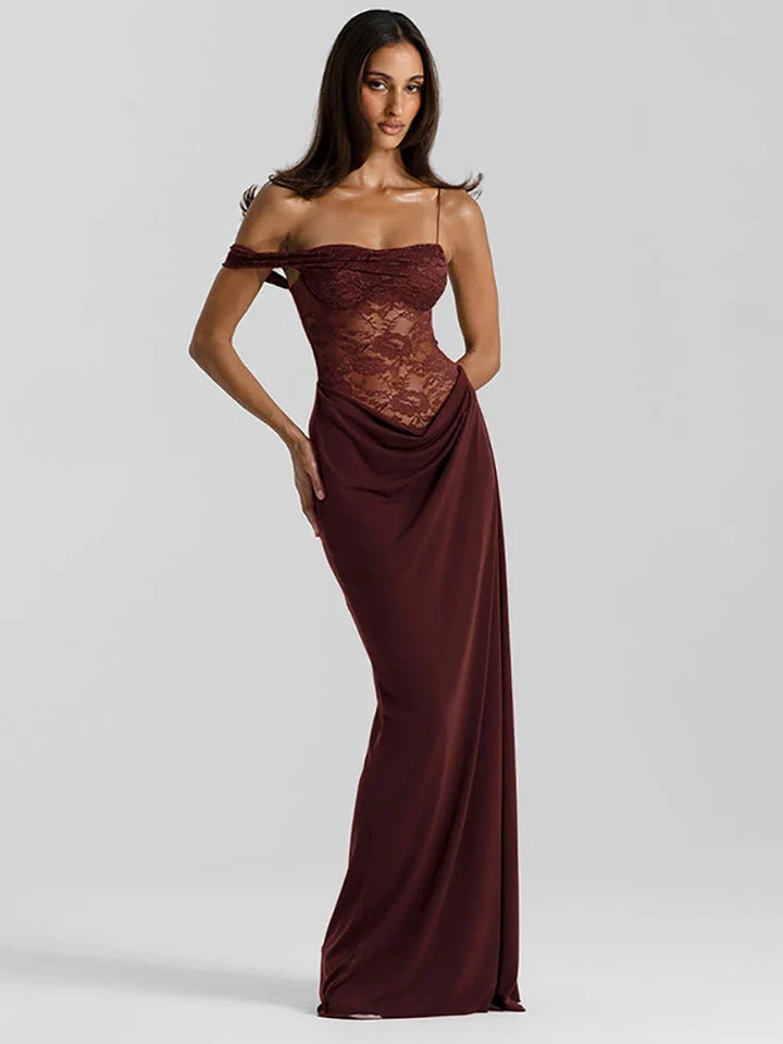 Natalia Lace Evening Gown Maxi Dress