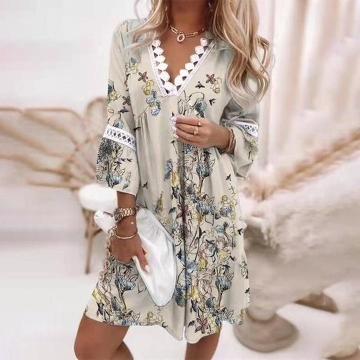 Marielle Boho Floral V Neck Mini Dress