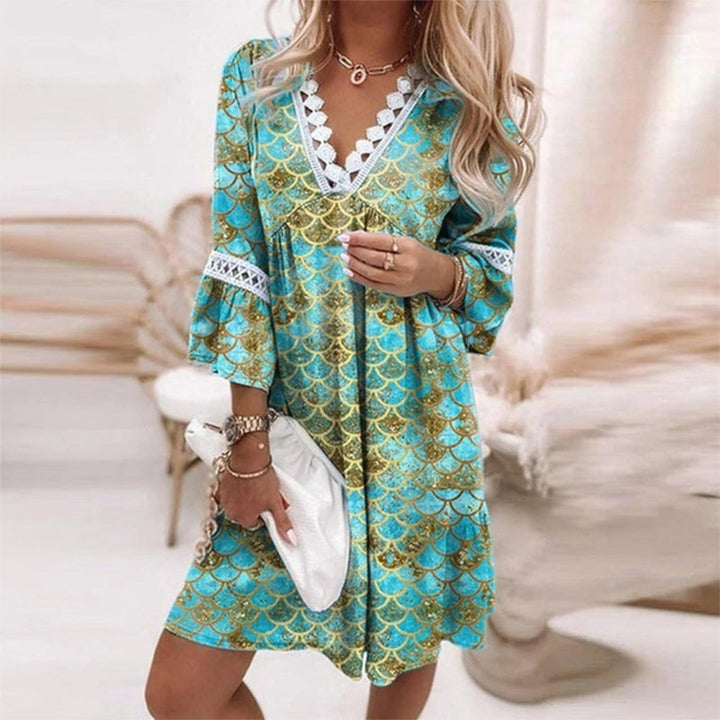 Marielle Boho Floral V Neck Mini Dress