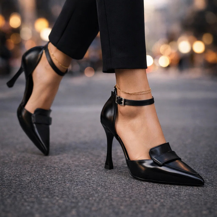 Cerise Ankle Strap Pumps