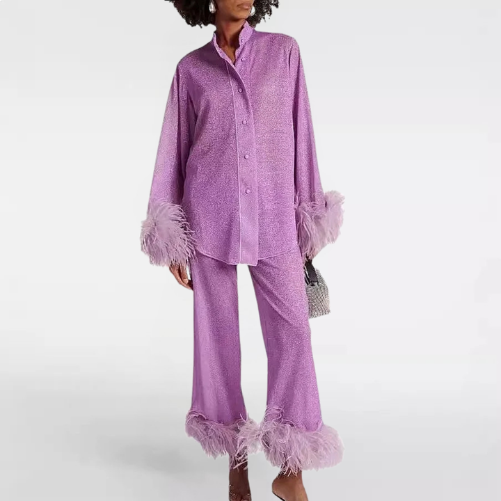 Hailey Feather Trim Matching Set