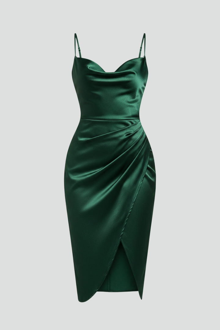 Sidonia Dress with Slim Straps and Draped Skirt