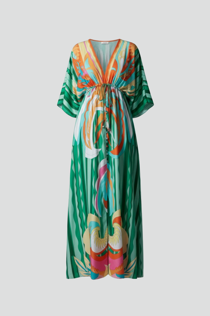Wrenna Maxi Dress with V Neckline and Tie Waist