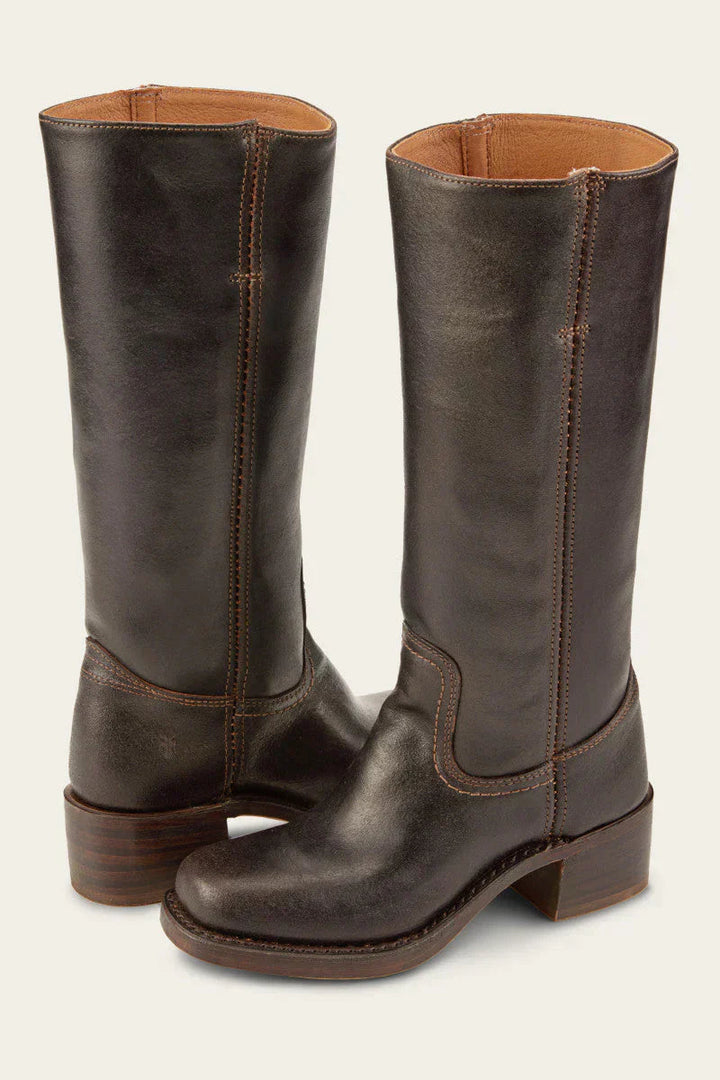 Eleanora Stacked Leather Heel Boot