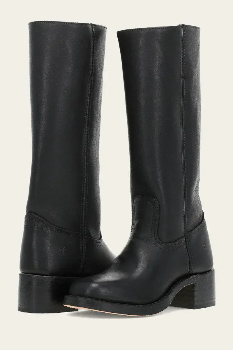 Eleanora Stacked Leather Heel Boot