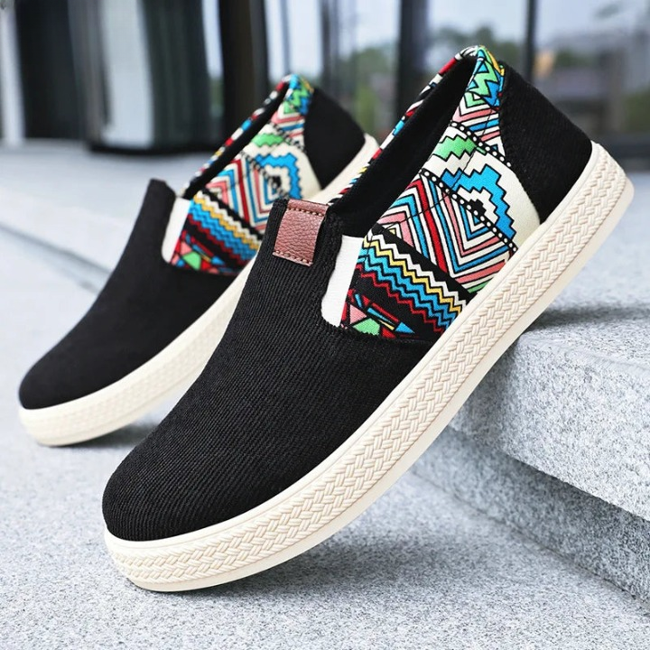 Casvian Printed Canvas Slip On Shoes