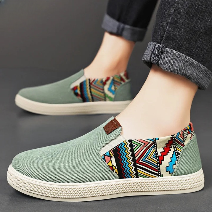 Casvian Printed Canvas Slip On Shoes