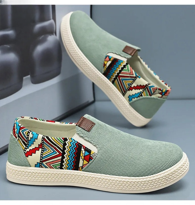 Casvian Printed Canvas Slip On Shoes