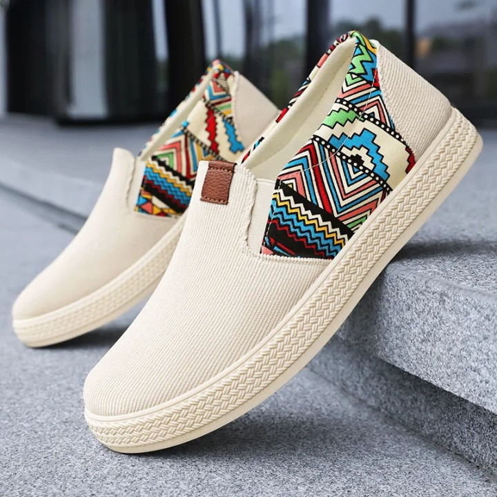 Casvian Printed Canvas Slip On Shoes