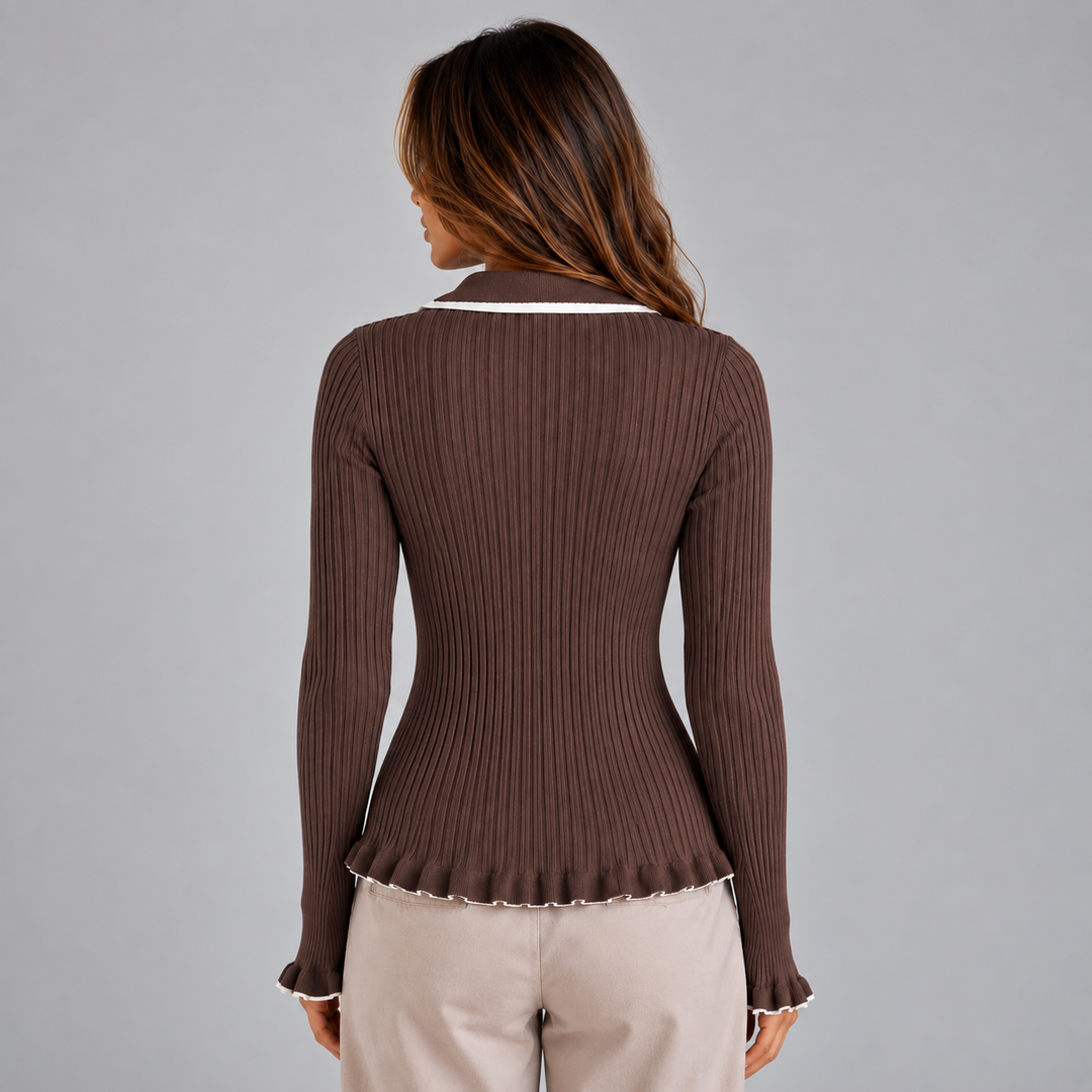 Leslie Ribbed Knit Long Sleeve Top