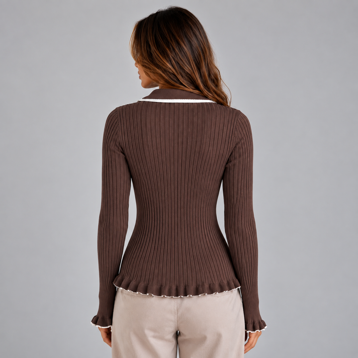 Leslie Ribbed Knit Long Sleeve Top