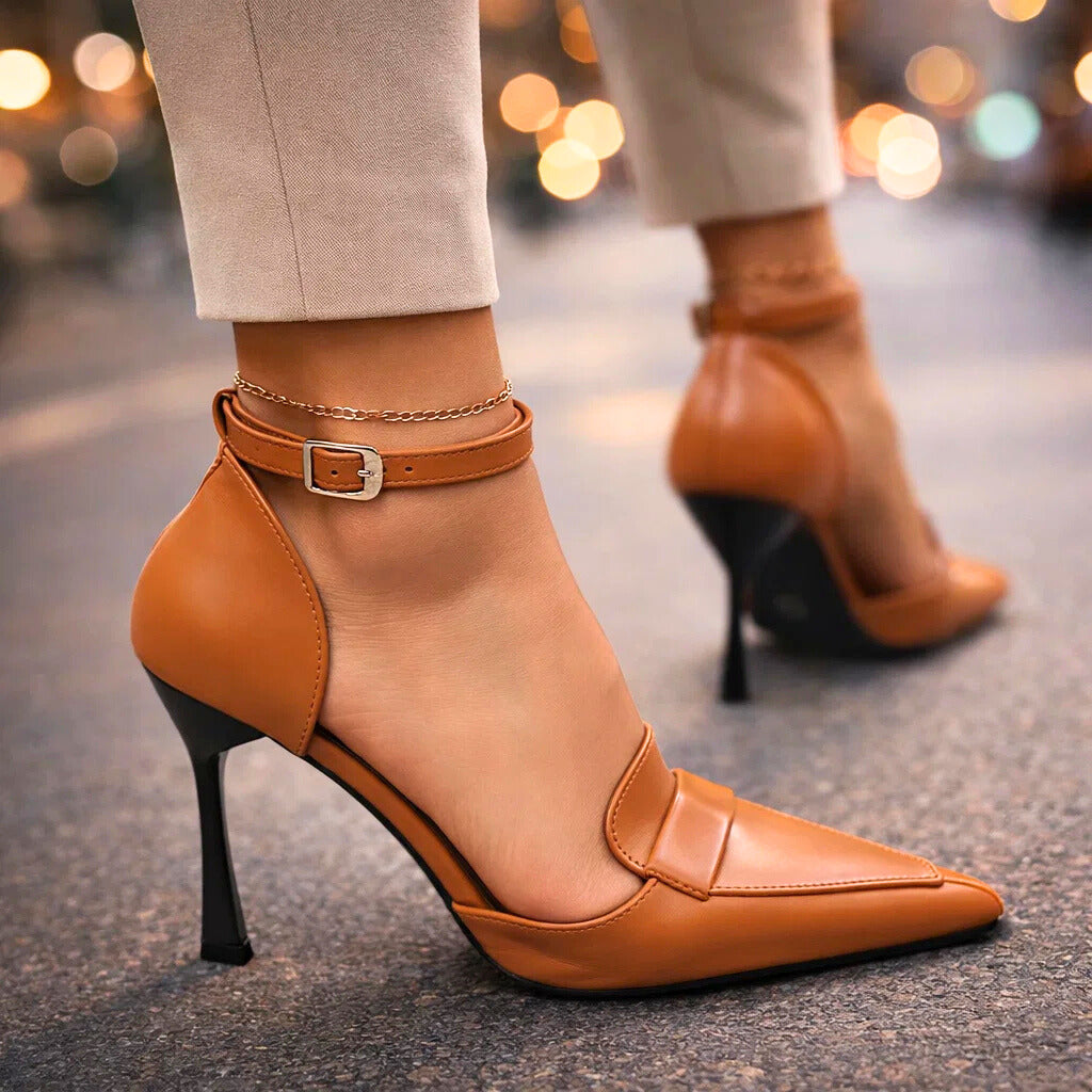 Cerise Ankle Strap Pumps