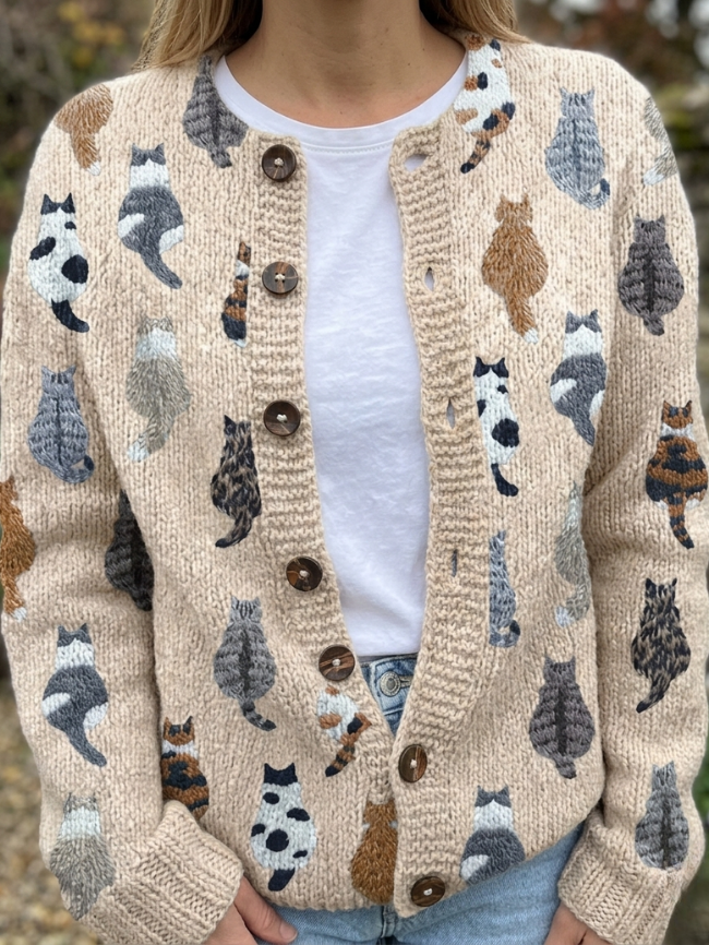 Marlo Cat Print Cardigan