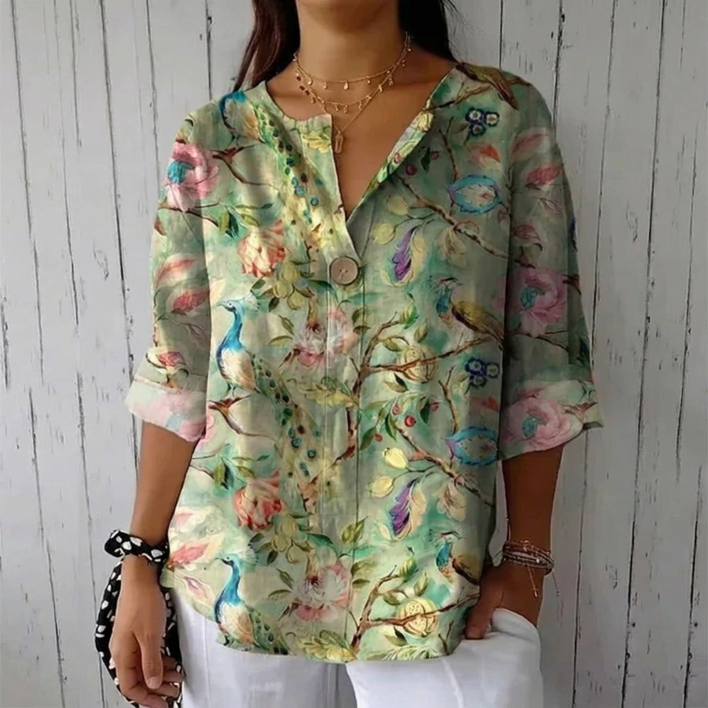 Peyton Breathable Floral Print V Neck Blouse