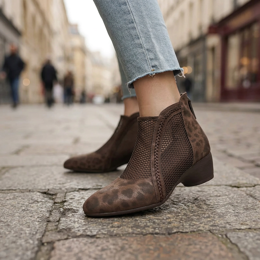 Azure Leather Ankle Boots