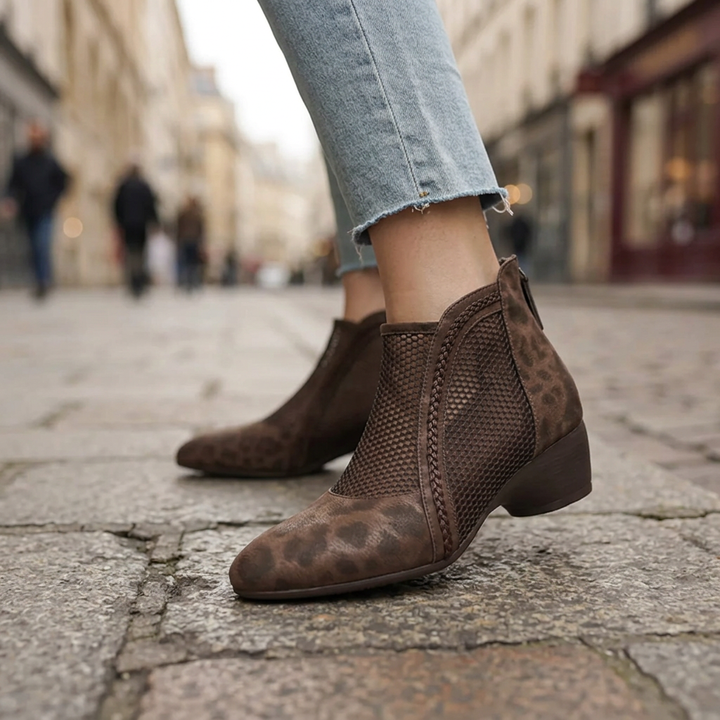 Azure Leather Ankle Boots