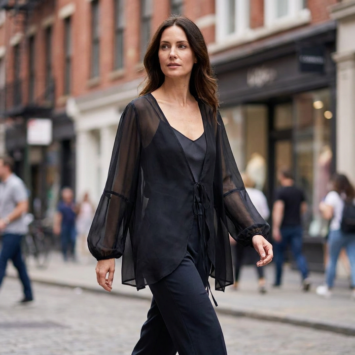 Cecilia Tie Front Chiffon Blouse