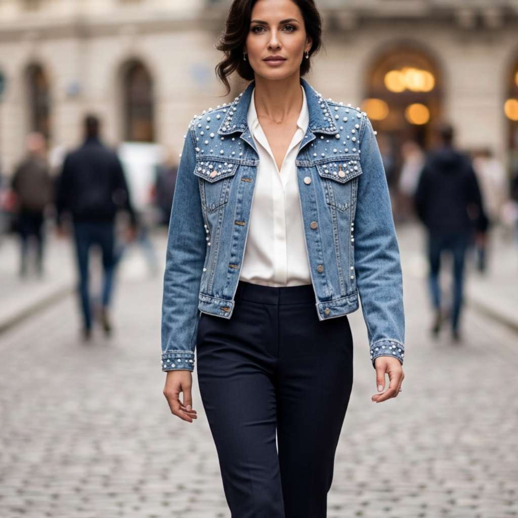 Orleena Studded Denim Jacket