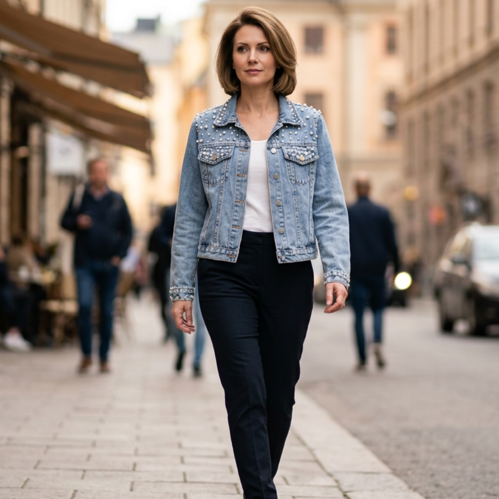 Orleena Studded Denim Jacket