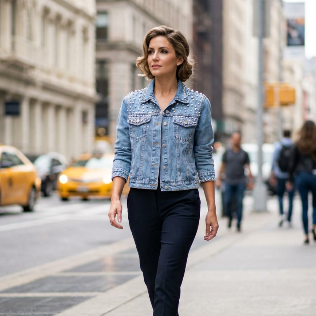 Orleena Studded Denim Jacket