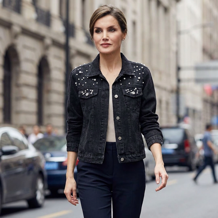 Orleena Studded Denim Jacket