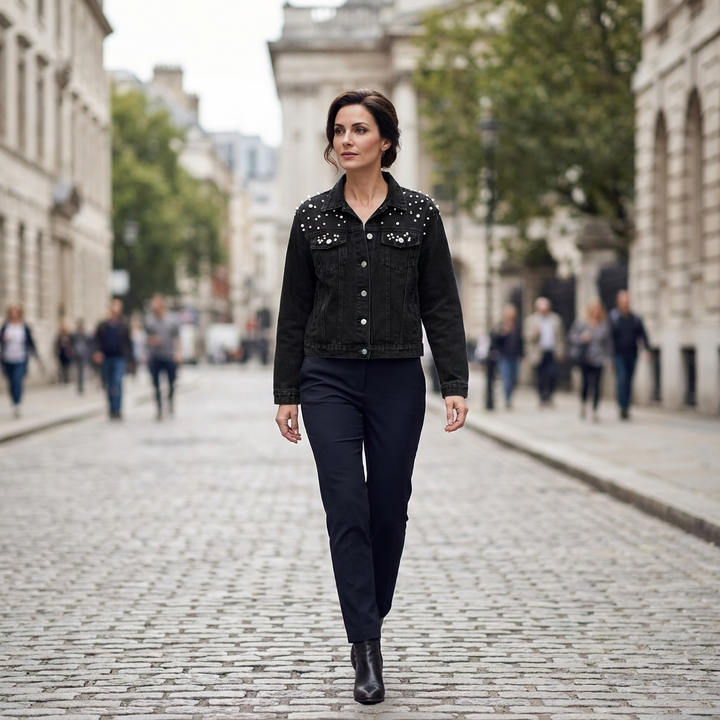 Orleena Studded Denim Jacket