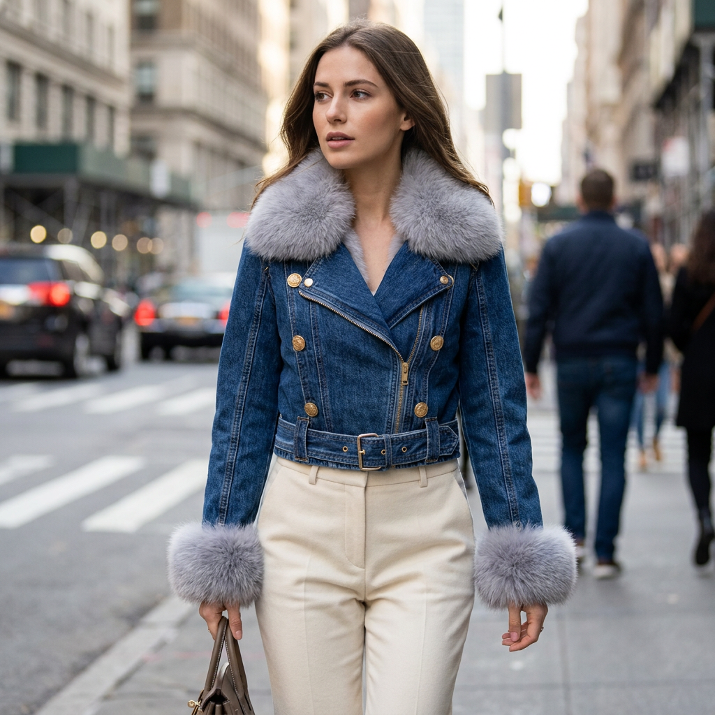 Dania Faux Fur Denim Jacket