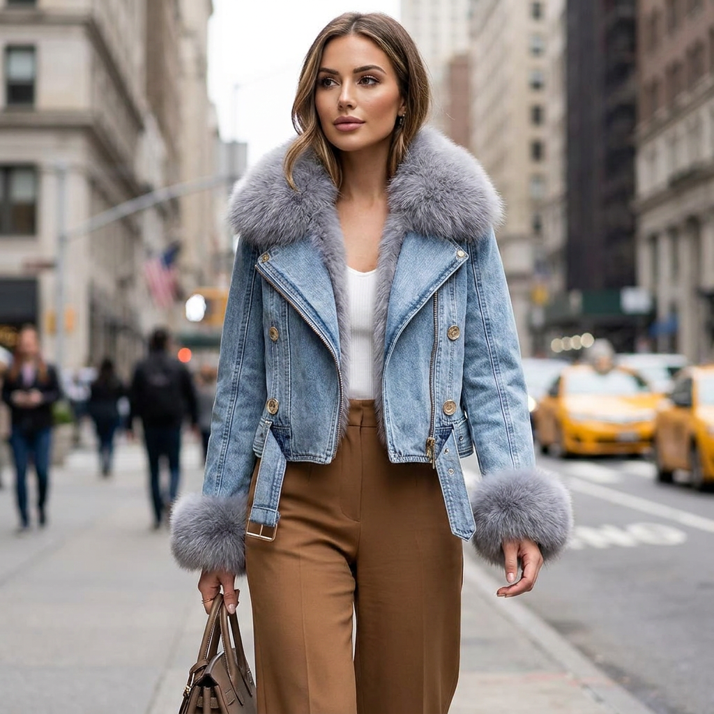 Dania Faux Fur Denim Jacket