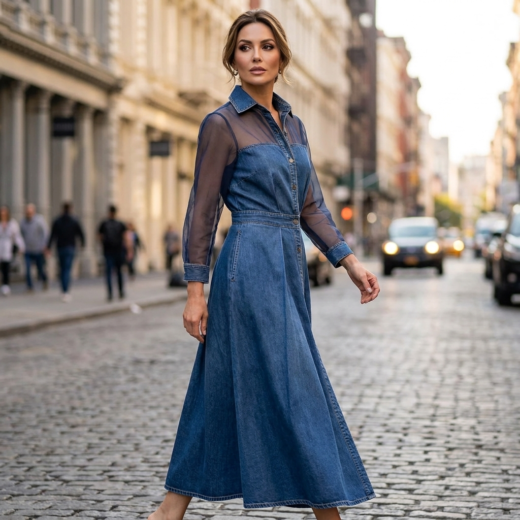Tressa Denim Midi Dress