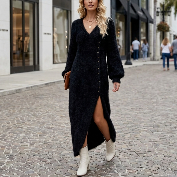 Rosalie Fur Knit Sweater Dress